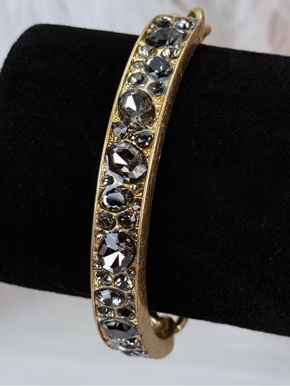 Aged Goldtone Smokey Bling KC Link Chain Bracelet